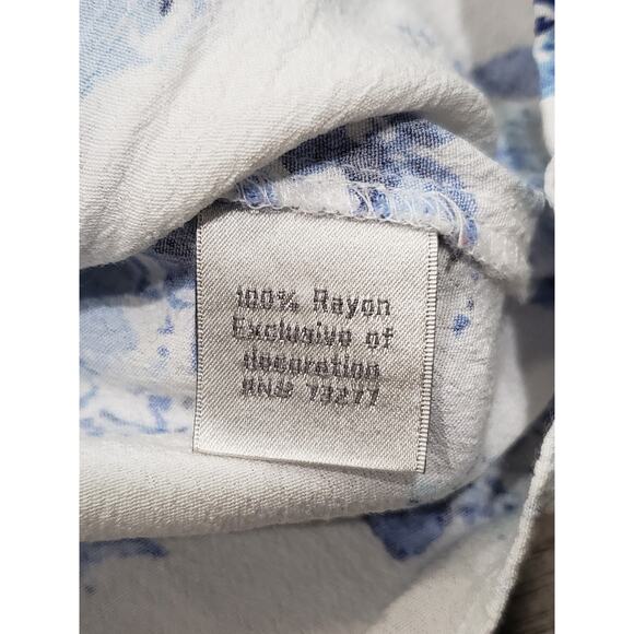 LC Lauren Conrad Blue Lace Floral Print Spaghetti Strap Tank Top Shirt - Picture 5 of 8